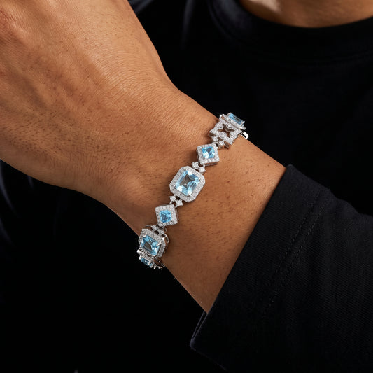 13mm Ice Blue Halo Link Bracelet - Different Drips