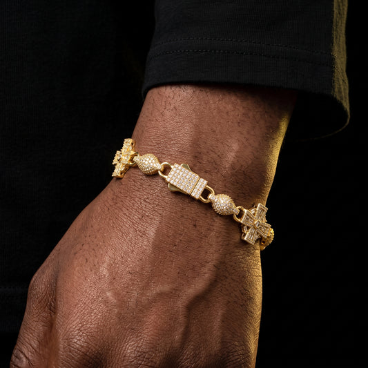 S925 Moissanite Baguette Cross Infinity Ball Link Bracelet - Different Drips