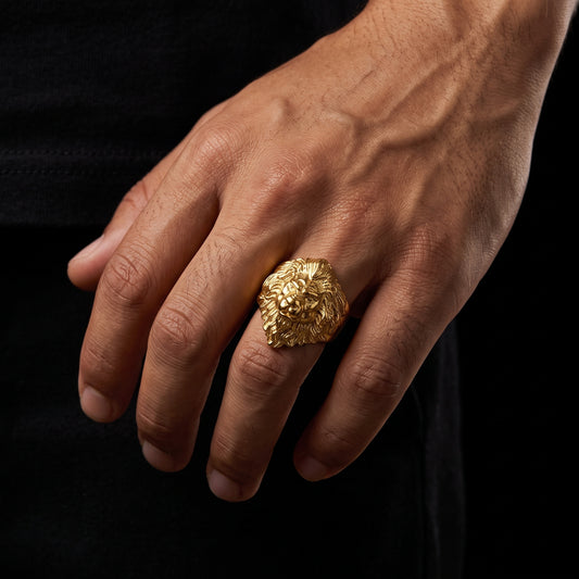 18k Gold Plated Lion Head Ring - Different Drips