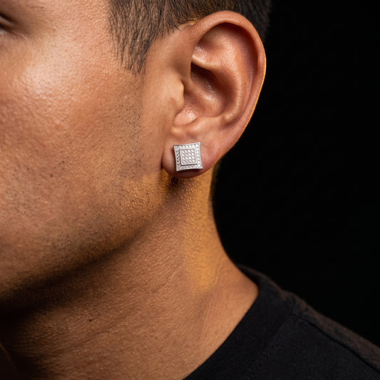 Iced Pave Square Stud Earrings - Different Drips