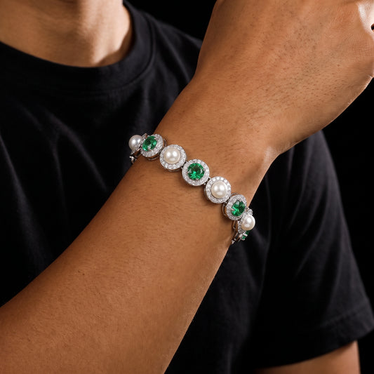 9mm S925 Green Moissanite Pearl Chain - Different Drips