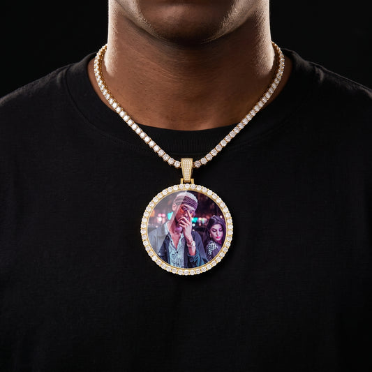 Large Round Custom Photo Pendant - Different Drips