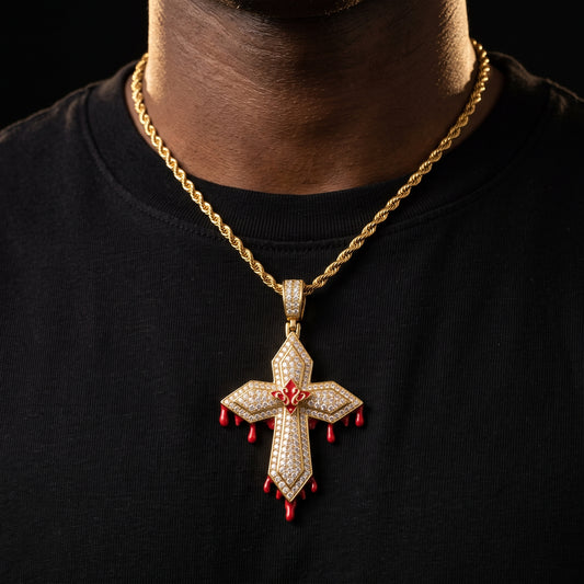 S925 Moissanite Dripping Cross Pendant - Different Drips