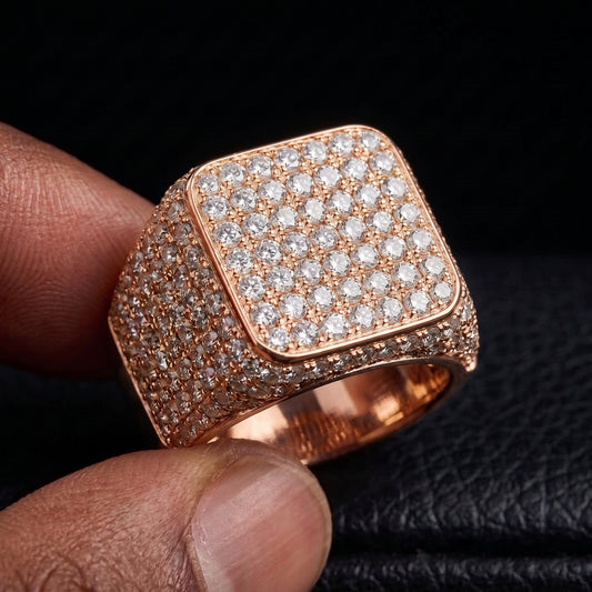 Iced Out Square Signet Ring - Different Drips