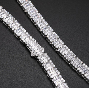 14mm S925 Moissanite Baguette Tennis Chain - Different Drips