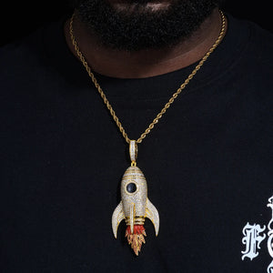 S925 Moissanite Rocket Ship Pendant - Different Drips
