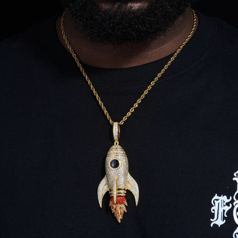 S925 Moissanite Rocket Ship Pendant - Different Drips