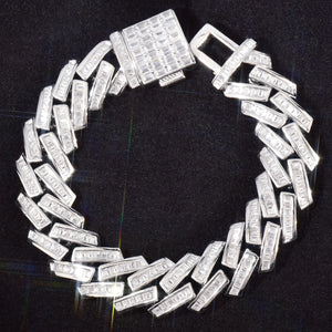 10mm Baguette Prong Cuban Link Bracelet - Different Drips