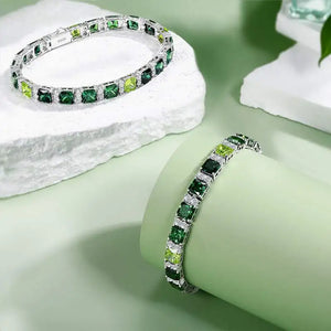 Ombre Green Princess-Cut Moissanite Tennis Bracelet - Different Drips