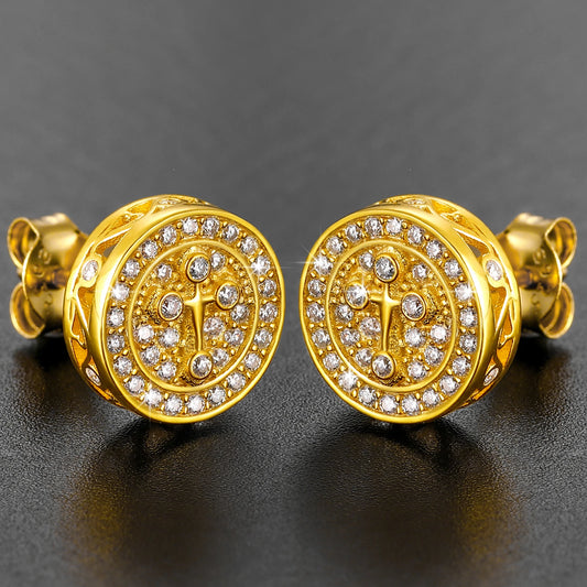 S925 Moissanite Cross Round Cut Earrings - Different Drips