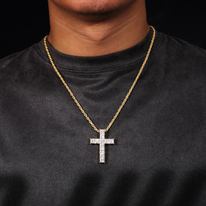 S925 Moissanite Square Cut Cross Pendant - Different Drips