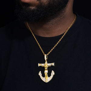 S925 Moissanite Anchor Crucifix Pendant - Different Drips