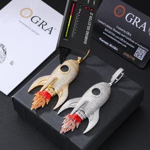 S925 Moissanite Rocket Ship Pendant - Different Drips