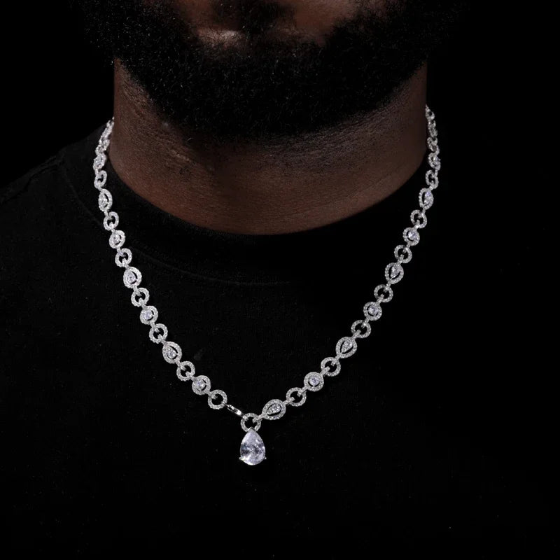 S925 Moissanite Diamond Double-Circle Link Necklace - Different Drips