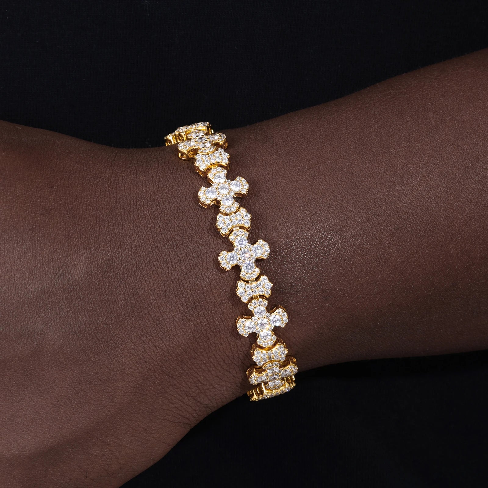 Moissanite Budded Cross Link Tennis Bracelet - Different Drips