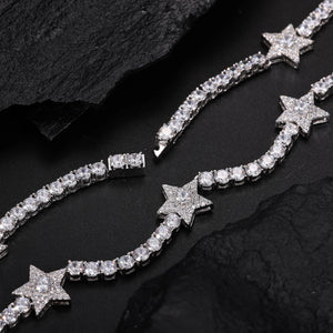 S925 Moissanite Diamond Star Stationed Tennis Chain - Different Drips