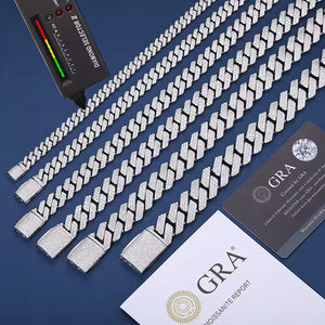 Moissanite Prong Cuban Chain 18k Gold (All Sizes) - Different Drips