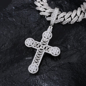 S925 Moissanite Rope Center Cross Pendant - Different Drips