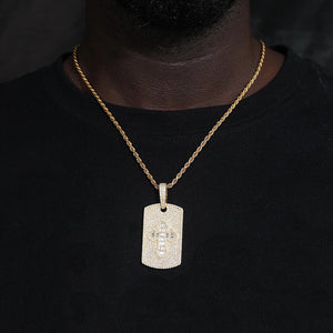 S925 Moissanite Baguette Diamond Cross Dog Tag Pendant - Different Drips
