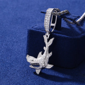Moissanite Iced Shark Pendant - Different Drips