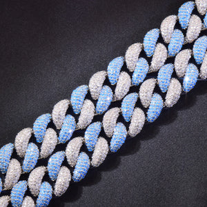14mm White & Blue Miami Cuban Link Chain - Different Drips