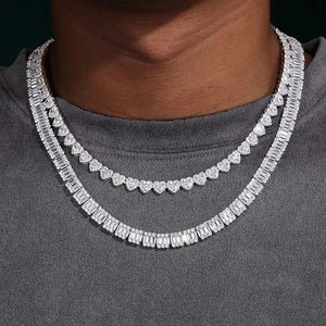 14mm S925 Moissanite Baguette Tennis Chain - Different Drips