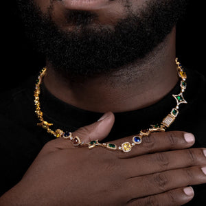 S925 Moissanite Multicolor Gemstone Star Link Chain - Different Drips