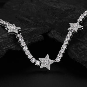 S925 Moissanite Diamond Star Stationed Tennis Chain - Different Drips