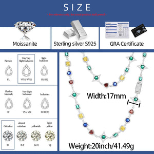 S925 Moissanite Multicolor Gemstone Star Link Chain - Different Drips
