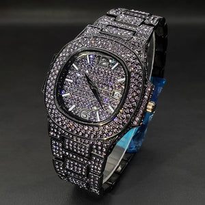 Bust Down Pink Cushion Case Watch with Date Window - Different Drips