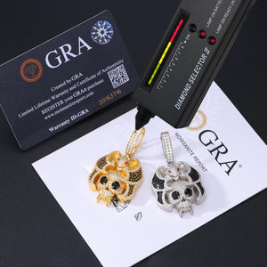 S925 Moissanite Diamond Bat Skull Pendant - Different Drips