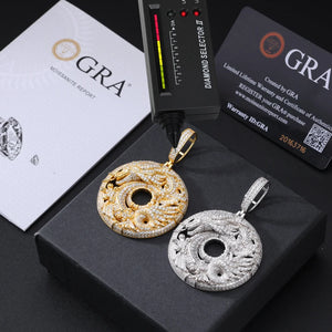 S925 Moissanite Dragon & Phoenix Medallion - Different Drips