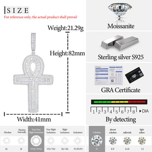 S925 Baguette Moissanite Ankh Pendant - Different Drips