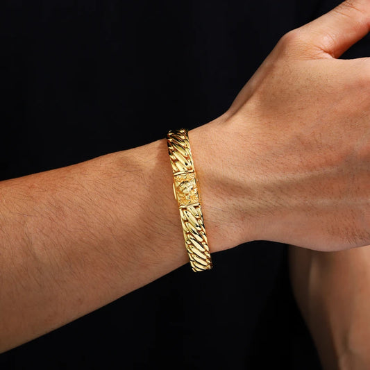 925 Sterling Silver Tiger Head Bracelet - Different Drips