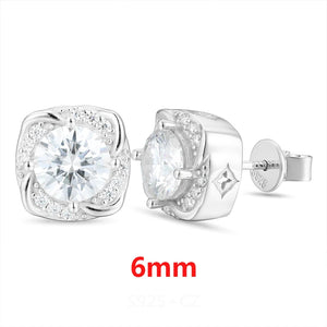 S925 Moissanite Diamond Cushion Halo Stud Earrings - Different Drips