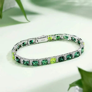 Ombre Green Princess-Cut Moissanite Tennis Bracelet - Different Drips