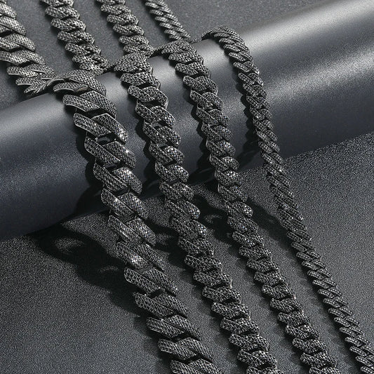 Black Iced Out Prong Cuban Link Chain - Different Drips