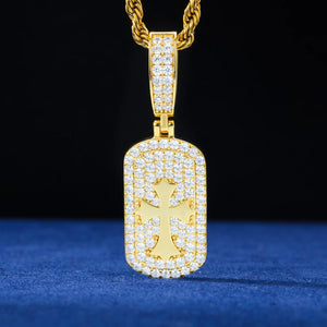 S925 Moissanite Cross Dog Tag Pendant - Different Drips