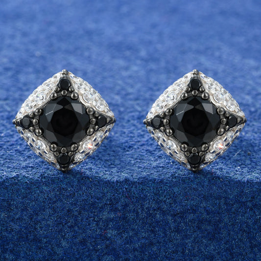 Black & White Pavé Cushion Stud Earrings - Different Drips
