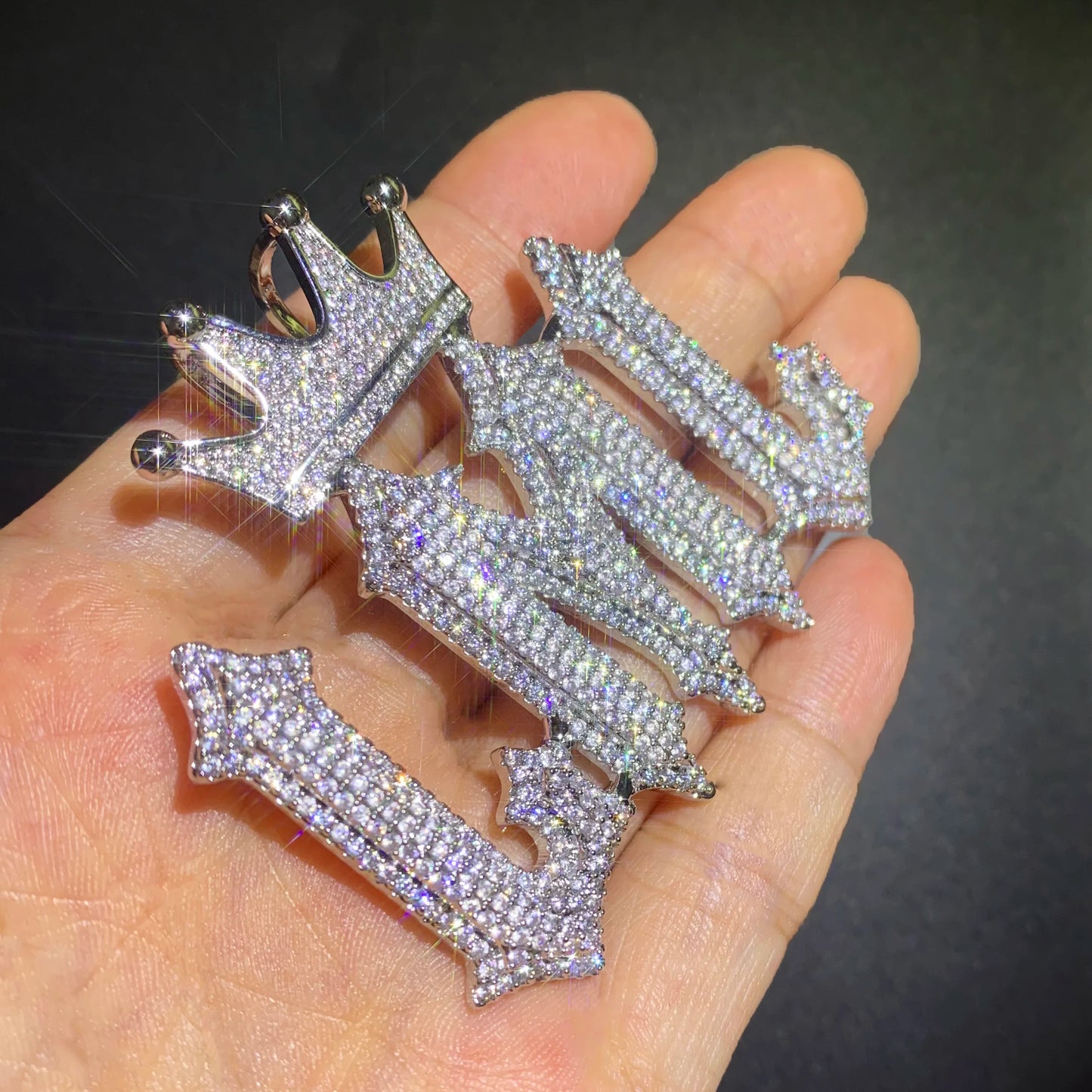 Crowned College Font Custom Letter Pendant - Different Drips