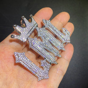 Crowned College Font Custom Letter Pendant - Different Drips