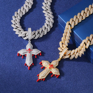 S925 Moissanite Dripping Cross Pendant - Different Drips