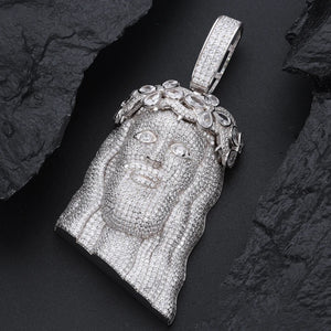 S925 Moissanite Jesus Head Pendant with Crown - Different Drips
