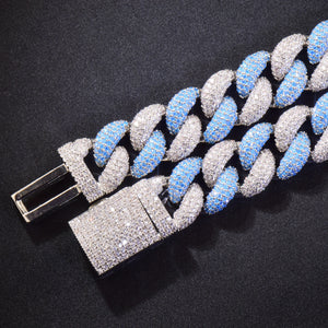 14mm White & Blue Miami Cuban Link Chain - Different Drips