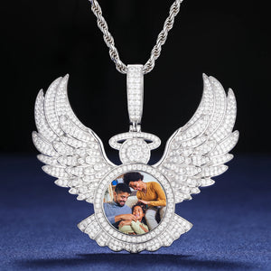 S925 Moissanite Diamond Angel Wings Custom Photo Pendant - Different Drips