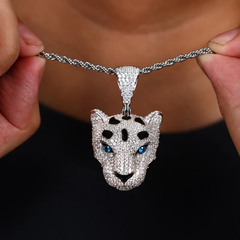 S925 Moissanite Panther Head Pendant - Different Drips