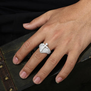 S925 Moissanite Cross Dome Ring - Different Drips