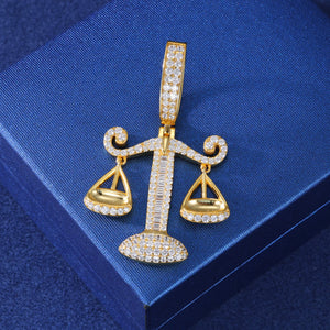 S925 Moissanite Baguette Diamond Justice Scale Pendant - Different Drips