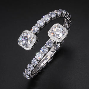 S925 Moissanite Clustered Tennis Bangle Bracelet - Different Drips