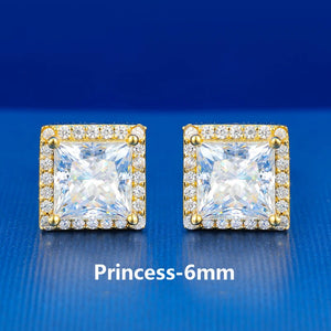 S925 Moissanite Princess Cut Square Stud Earrings - Different Drips